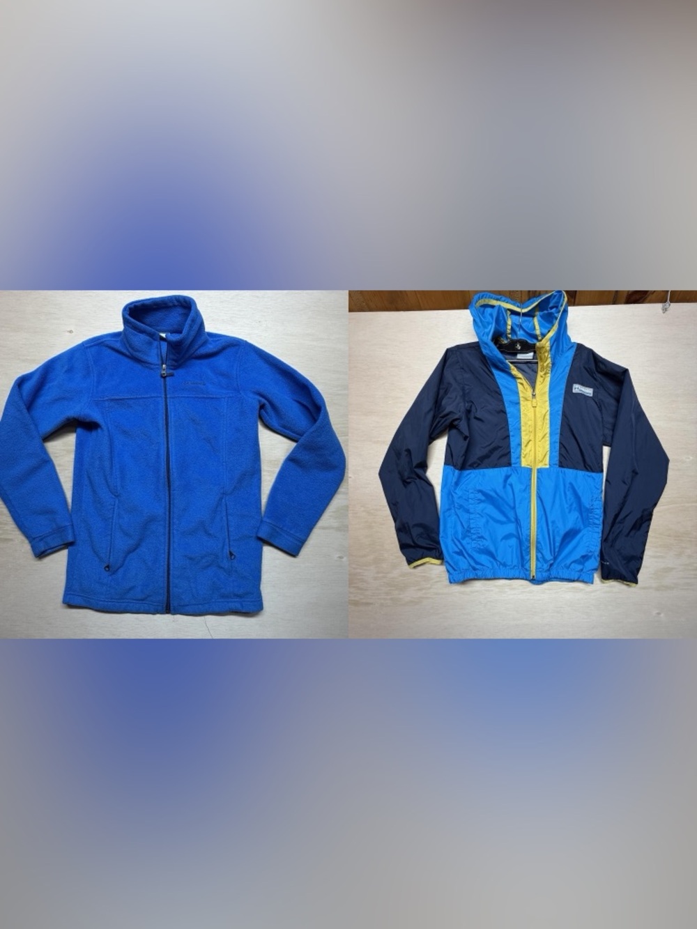 Bundle Lot Of 2 Columbia Youth Large Jacket Bundle Fleece + Windbreaker Blue